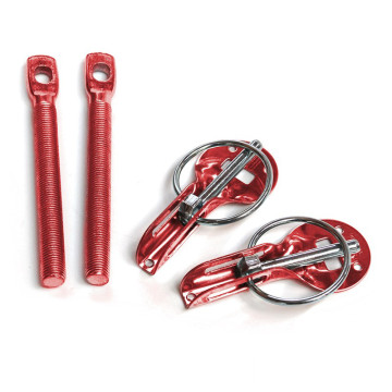 Red aluminum hood pins